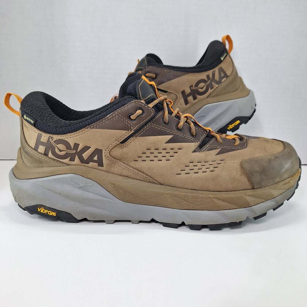 Hoka One One Kaha Low GTX Mens 14D Otter Persimmon Orange 1118586 OPOR Shoes